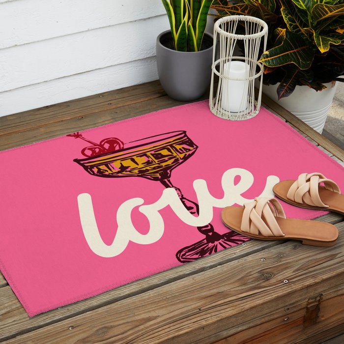 Love Cocktail Illustration Outdoor Rug Gallery Image 2