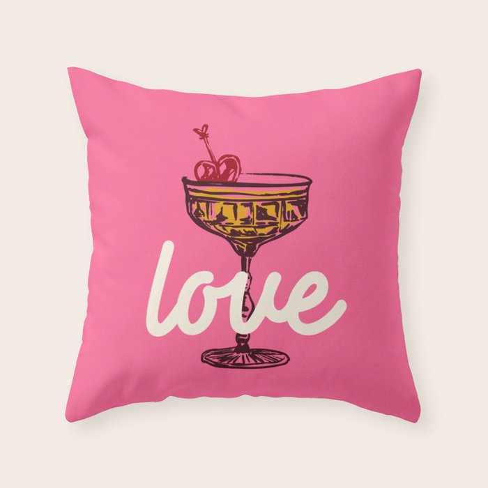 Love Cocktail Illustration Throw Pillow Gallery Image 1
