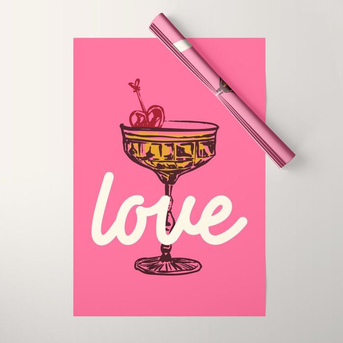 Love Cocktail Illustration Wrapping Paper Gallery Image 1