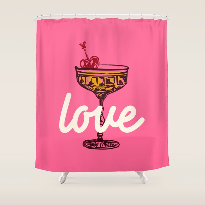 Love Cocktail Illustration Shower Curtain Gallery Image 1