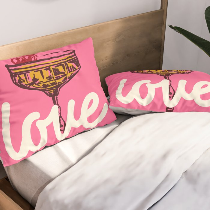 Love Cocktail Illustration Pillow Sham Gallery Image 2