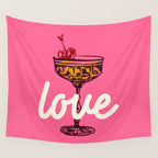 Love Cocktail Illustration Wall Tapestry Gallery Image 4