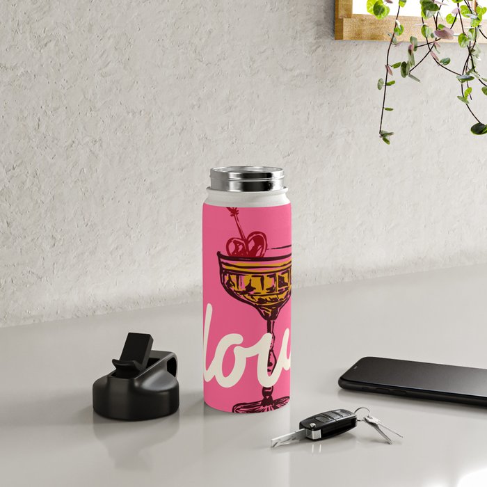 Love Cocktail Illustration Water Bottle Gallery Image 4