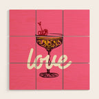 Love Cocktail Illustration Wood Wall Art Gallery Image 1