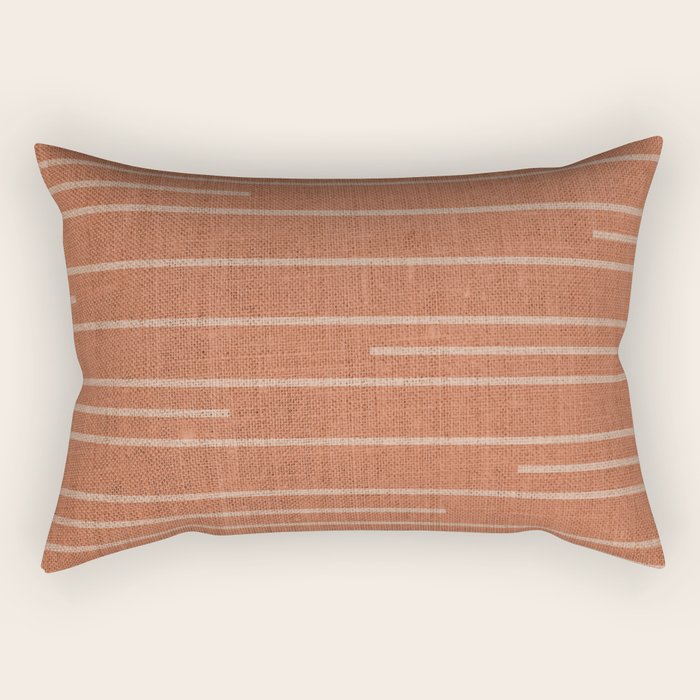 Geometric Art, Colorful Stripes, Terracotta Rectangular Pillow Gallery Image 1