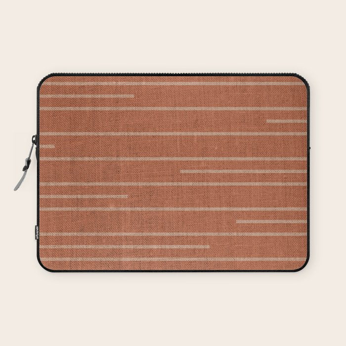 Geometric Art, Colorful Stripes, Terracotta Laptop Sleeve Gallery Image 1