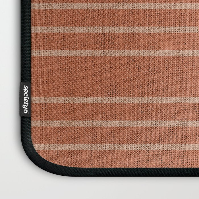 Geometric Art, Colorful Stripes, Terracotta Laptop Sleeve Gallery Image 3