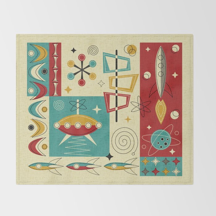 Retro Space Age Fun! ©studioxtine Throw Blanket Gallery Image 2