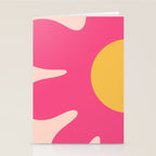 Happy Flower 60s Retro Vibe Hot Pink Orange Yellow Blush Stationery Card Gallery Image 2