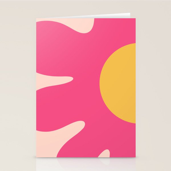 Happy Flower 60s Retro Vibe Hot Pink Orange Yellow Blush Stationery Card Gallery Image 2