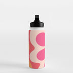 Happy Flower 60s Retro Vibe Hot Pink Orange Yellow Blush Water Bottle Gallery Image 3