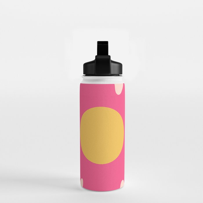 Happy Flower 60s Retro Vibe Hot Pink Orange Yellow Blush Water Bottle Gallery Image 2