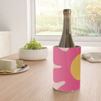Happy Flower 60s Retro Vibe Hot Pink Orange Yellow Blush Wine Chiller Gallery Image 4