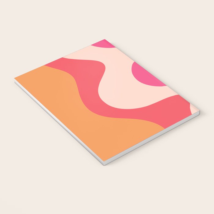 Happy Flower 60s Retro Vibe Hot Pink Orange Yellow Blush Notebook Gallery Image 3