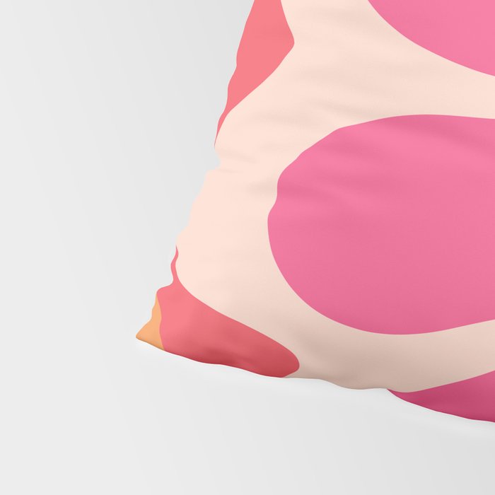 Happy Flower 60s Retro Vibe Hot Pink Orange Yellow Blush Pillow Sham Gallery Image 4