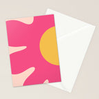 Happy Flower 60s Retro Vibe Hot Pink Orange Yellow Blush Stationery Card Gallery Image 2