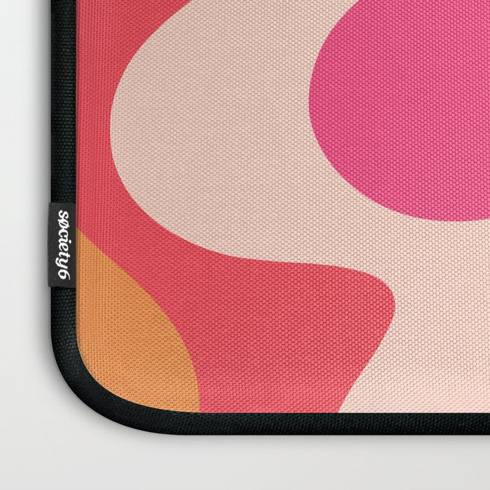 Happy Flower 60s Retro Vibe Hot Pink Orange Yellow Blush Laptop Sleeve Gallery Image 3