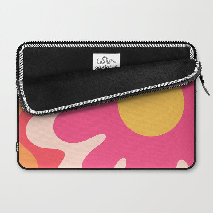 Happy Flower 60s Retro Vibe Hot Pink Orange Yellow Blush Laptop Sleeve Gallery Image 2