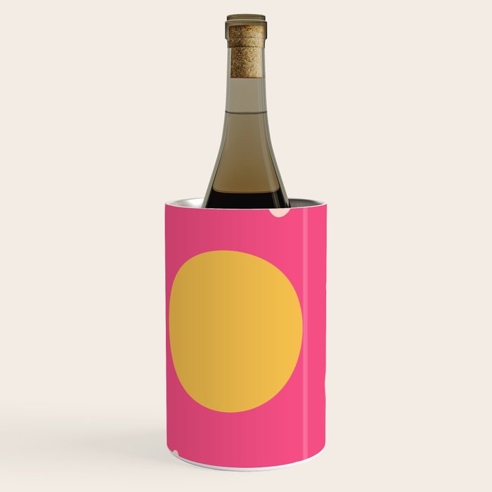 Happy Flower 60s Retro Vibe Hot Pink Orange Yellow Blush Wine Chiller Gallery Image 3