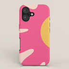 Happy Flower 60s Retro Vibe Hot Pink Orange Yellow Blush iPhone Case Gallery Image 1