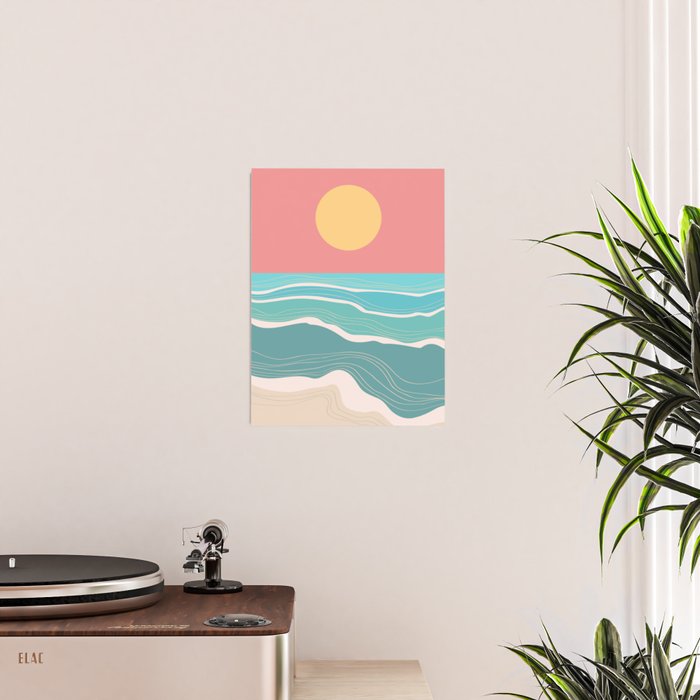 Crashing wave on sunny bay Poster Gallery Image 2