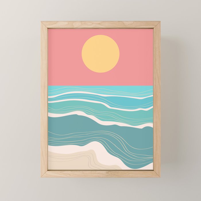 Crashing wave on sunny bay Mini Art Print Gallery Image 1