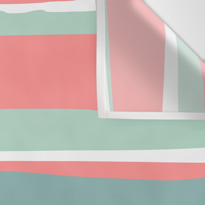 Festive, Abstract, Colorful Stripes, Coral and Teal Green Wall Tapestry Gallery Image 3