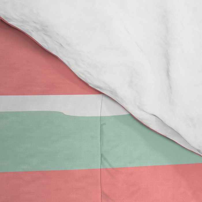 Festive, Abstract, Colorful Stripes, Coral and Teal Green Comforter Gallery Image 4