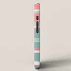 Festive, Abstract, Colorful Stripes, Coral and Teal Green iPhone Case Gallery Image 2