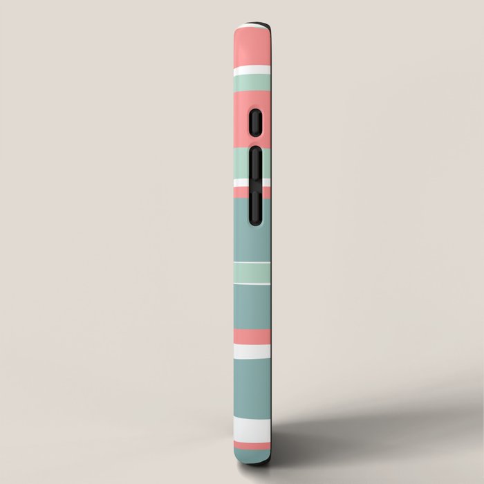 Festive, Abstract, Colorful Stripes, Coral and Teal Green iPhone Case Gallery Image 2