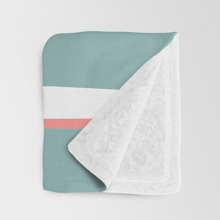 Festive, Abstract, Colorful Stripes, Coral and Teal Green Throw Blanket Gallery Image 3