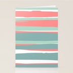 Festive, Abstract, Colorful Stripes, Coral and Teal Green Stationery Card Gallery Image 2