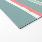 Festive, Abstract, Colorful Stripes, Coral and Teal Green Welcome Mat Gallery Image 2