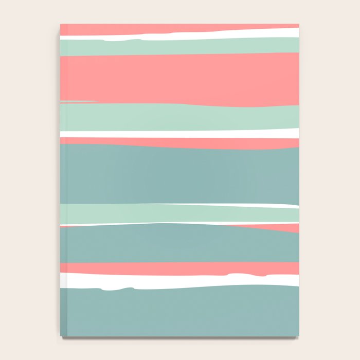 Festive, Abstract, Colorful Stripes, Coral and Teal Green Notebook Gallery Image 4