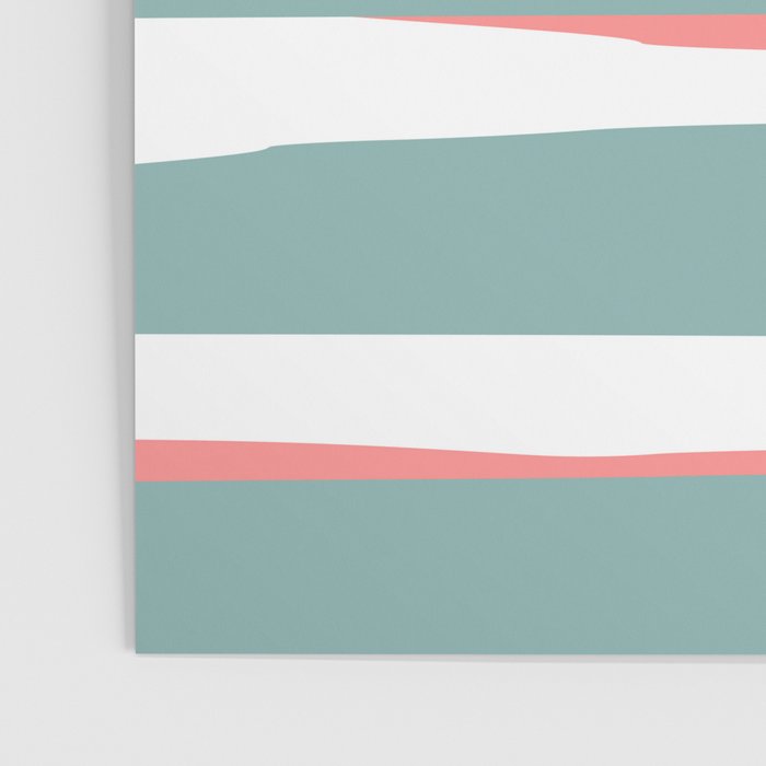 Festive, Abstract, Colorful Stripes, Coral and Teal Green Poster Gallery Image 3