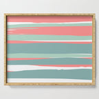 Festive, Abstract, Colorful Stripes, Coral and Teal Green Serving Tray Gallery Image 1