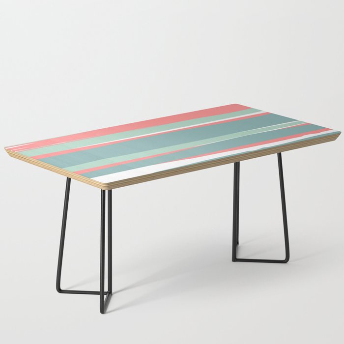 Festive, Abstract, Colorful Stripes, Coral and Teal Green Coffee Table Gallery Image 1