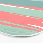 Festive, Abstract, Colorful Stripes, Coral and Teal Green Bath Mat Gallery Image 3