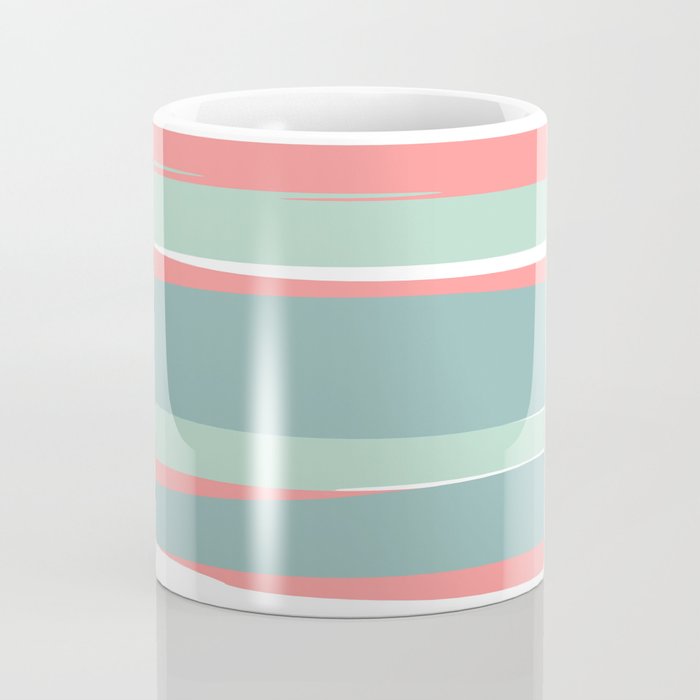 Festive, Abstract, Colorful Stripes, Coral and Teal Green Coffee Mug Gallery Image 4