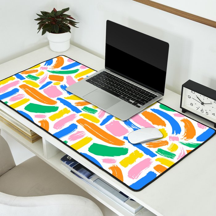 Colorful abstract brush stroke art pattern Desk Mat Gallery Image 2