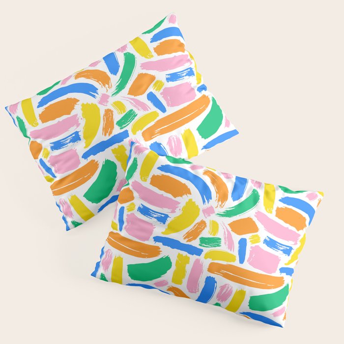 Colorful abstract brush stroke art pattern Pillow Sham Gallery Image 3
