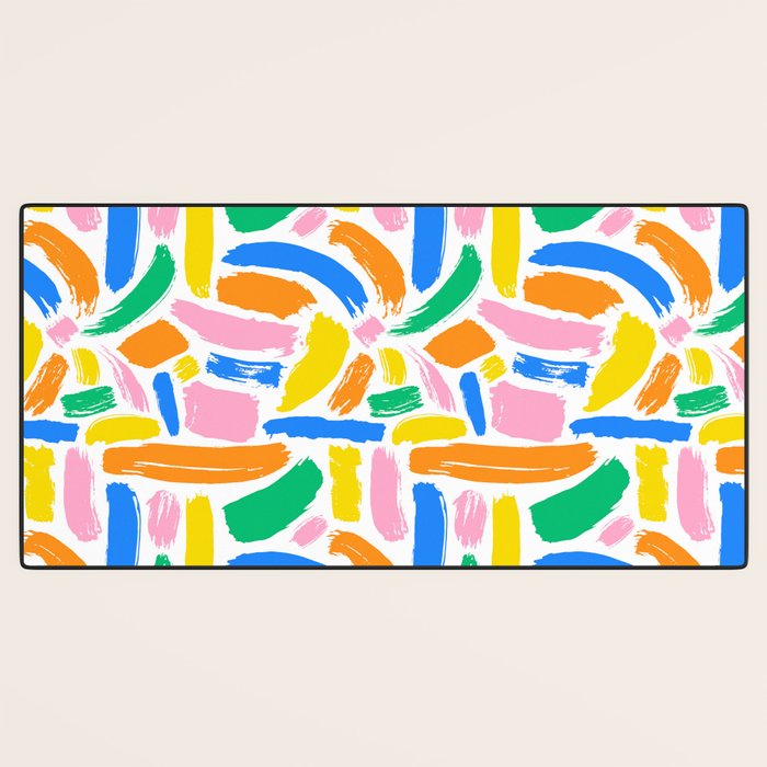 Colorful abstract brush stroke art pattern Desk Mat Gallery Image 3