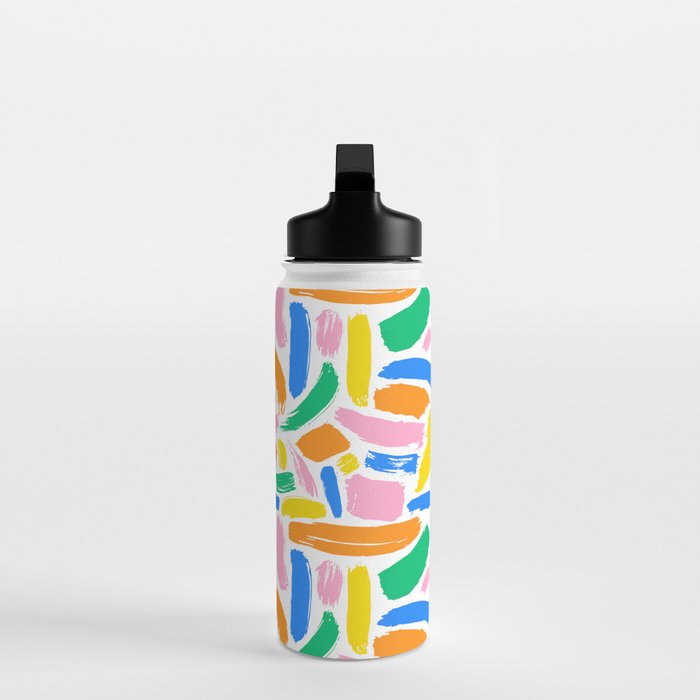 Colorful abstract brush stroke art pattern Water Bottle Gallery Image 3