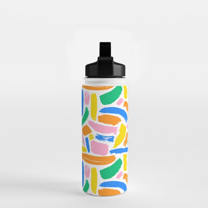 Colorful abstract brush stroke art pattern Water Bottle Gallery Image 2