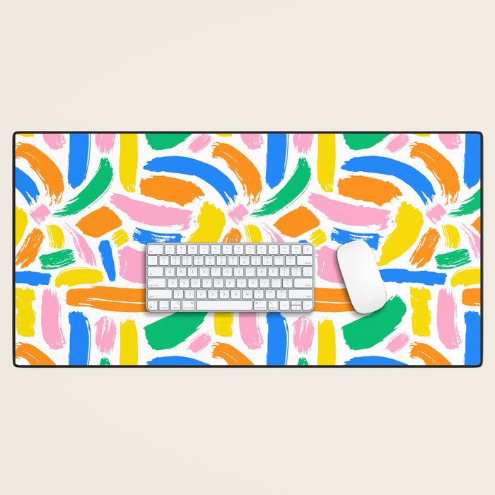 Colorful abstract brush stroke art pattern Desk Mat Gallery Image 1