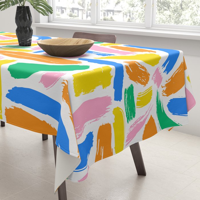 Colorful abstract brush stroke art pattern Tablecloth Gallery Image 3