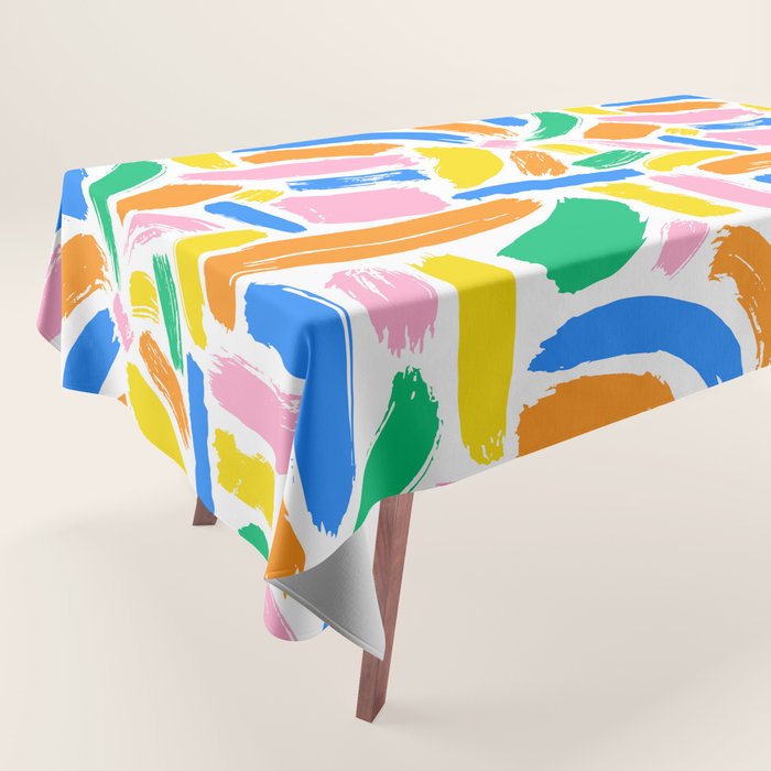 Colorful abstract brush stroke art pattern Tablecloth Gallery Image 1