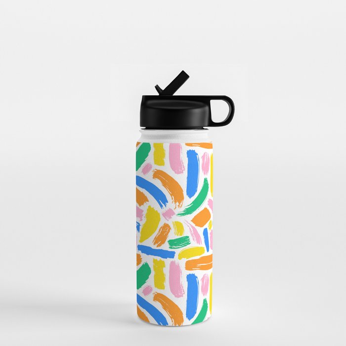 Colorful abstract brush stroke art pattern Water Bottle Gallery Image 1