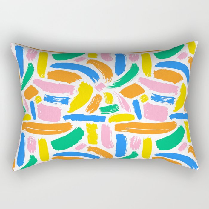 Colorful abstract brush stroke art pattern Rectangular Pillow Gallery Image 2
