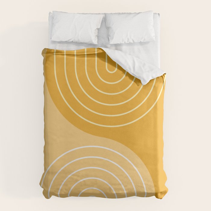 Geometric Lines Rainbow Abstract 11 in Mustard Yellow Gold Duvet Cover Gallery Image 6